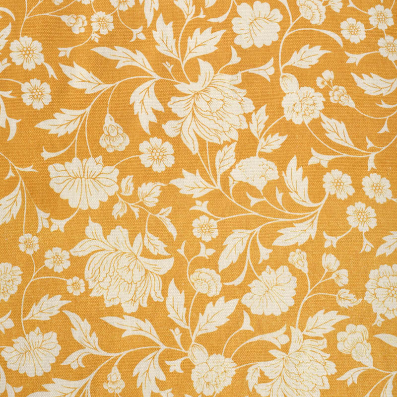Yellow printed fabric, Kalamkari pattern,floral print