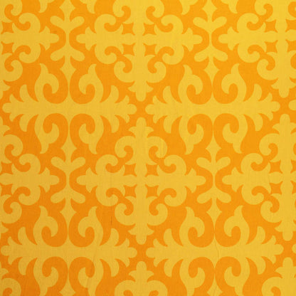 Yellow printed fabric, Moroccan pattern, bold print