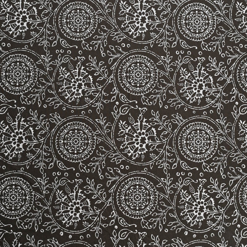 Brown printed fabric, Kalamkari pattern, floral print
