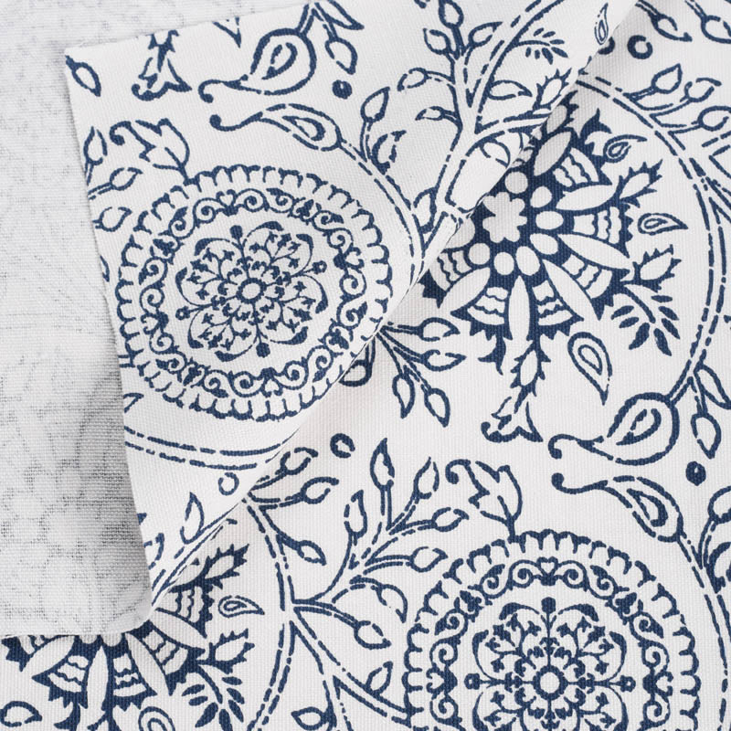 Indigo printed fabric, Kalamkari pattern, floral print