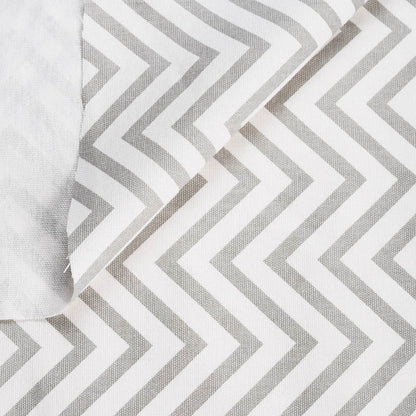 Grey and white printed fabric, chevron pattern, Geometrical print