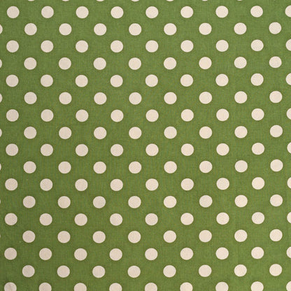 Green printed fabric, polka dot pattern, retro print