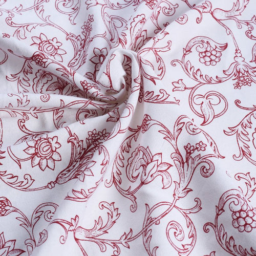 Red Victorian Swirl Printed Cotton Duck Fabric | 58