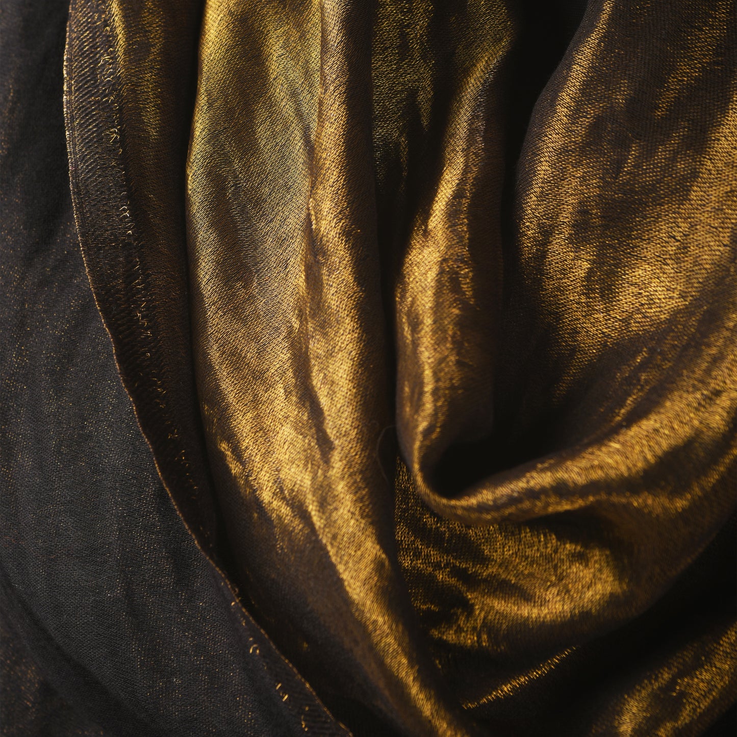 Black and gold fine wool and zari scarf, reversible stole