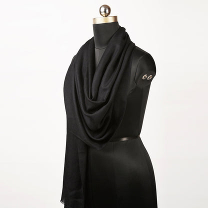 Black fine wool scarf women, solid colour, reversible, fashion shawl or stole or wrap, gift for women