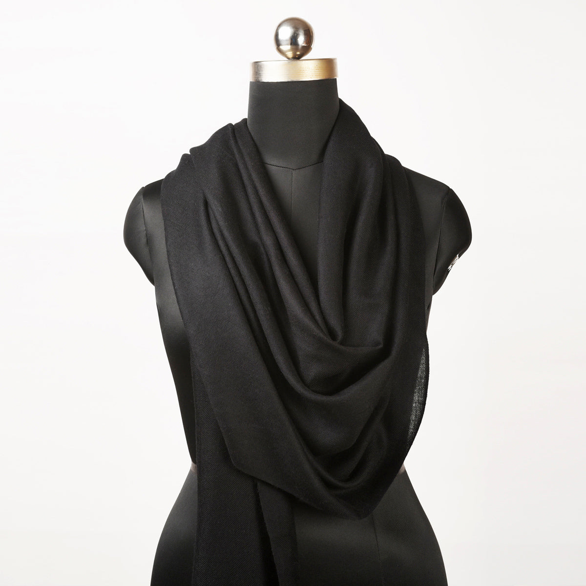 Black fine wool scarf women, solid colour, reversible, fashion shawl or stole or wrap, gift for women