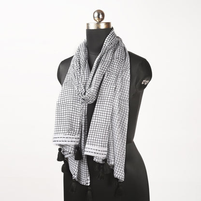Black and white check print Spring Summer Scarf, Gifts For Her, boho scarf