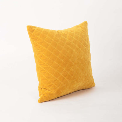 Yellow Quilted velvet pillow cover, solid colour throw pillow, colours and sizes available