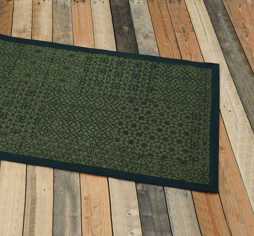 Cotton Printed Rug | Green Geometric Print | Handmade in India