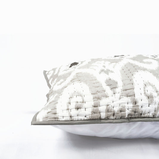 GREY IKAT print Kantha quilted Pillow case, sizes available