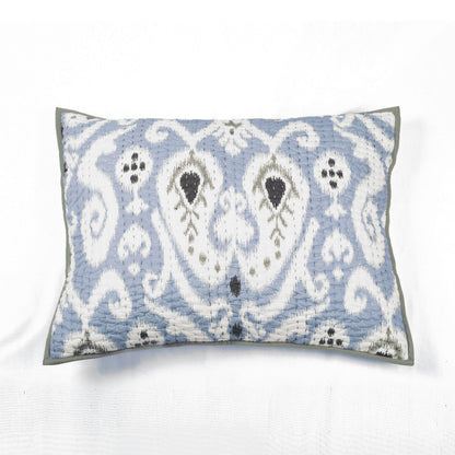 BLUE IKAT print Kantha quilted Pillow case, sizes available