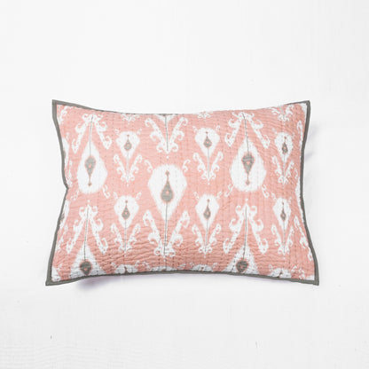 CORAL IKAT print Kantha quilt - stripe pattern quilting - Quilt set / Quilt / Pillow case available