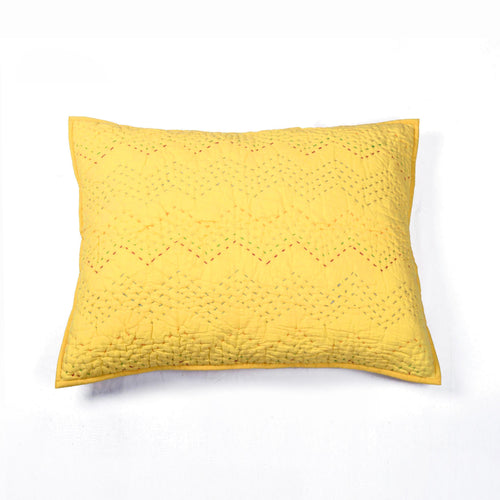 YELLOW Kantha quilt - chevron pattern quilted Pillow cases, sizes available