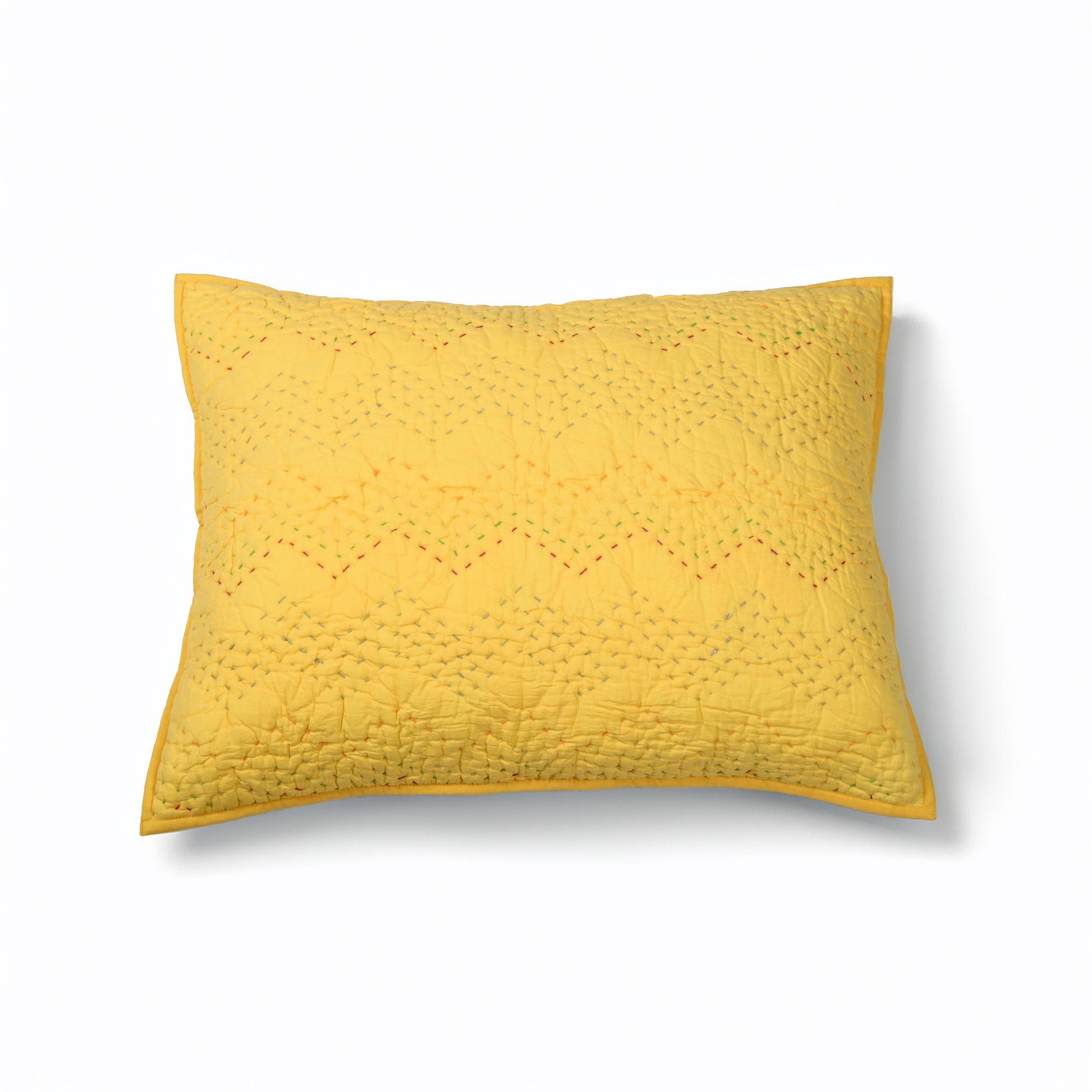 YELLOW Kantha quilted bed set - chevron pattern quilting, sizes available