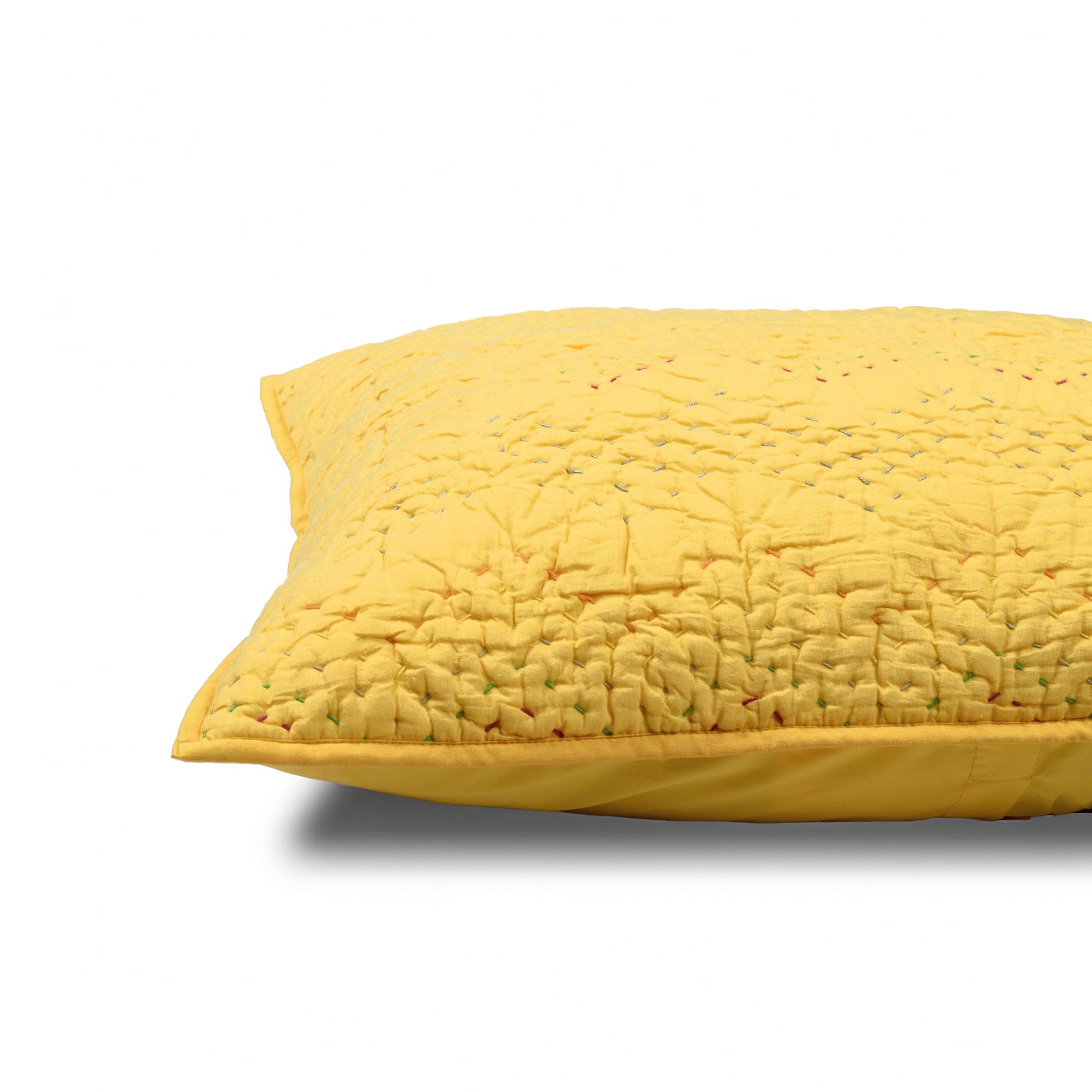 YELLOW Kantha quilted bed set - chevron pattern quilting, sizes available