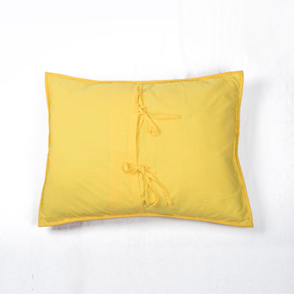Yellow kantha quilted cotton pillow cover, chevron pattern, sizes available