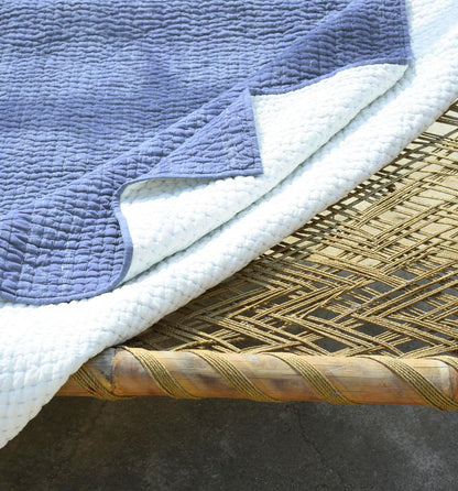 Denim Blue stonewashed cotton kantha quilt