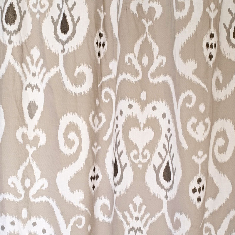 Ikat - Sheer cotton ikat print curtain panel in grey colour.
