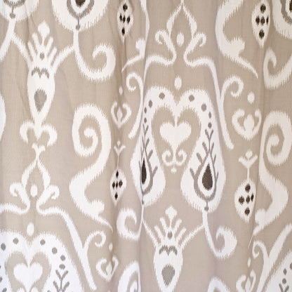 Ikat - Sheer cotton ikat print curtain panel in grey colour.