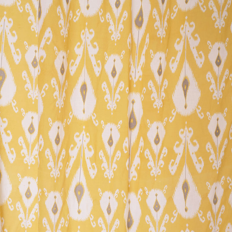Ikat - Sheer cotton ikat print curtain panel in yellow colour.