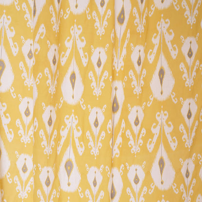 Ikat - Sheer cotton ikat print curtain panel in yellow colour.