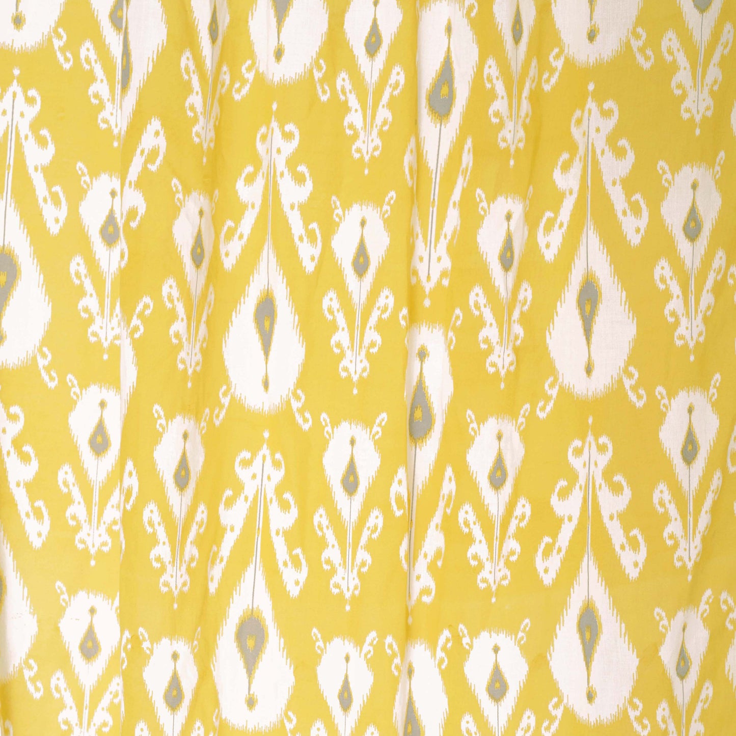 Ikat - Sheer cotton ikat print curtain panel in yellow colour.