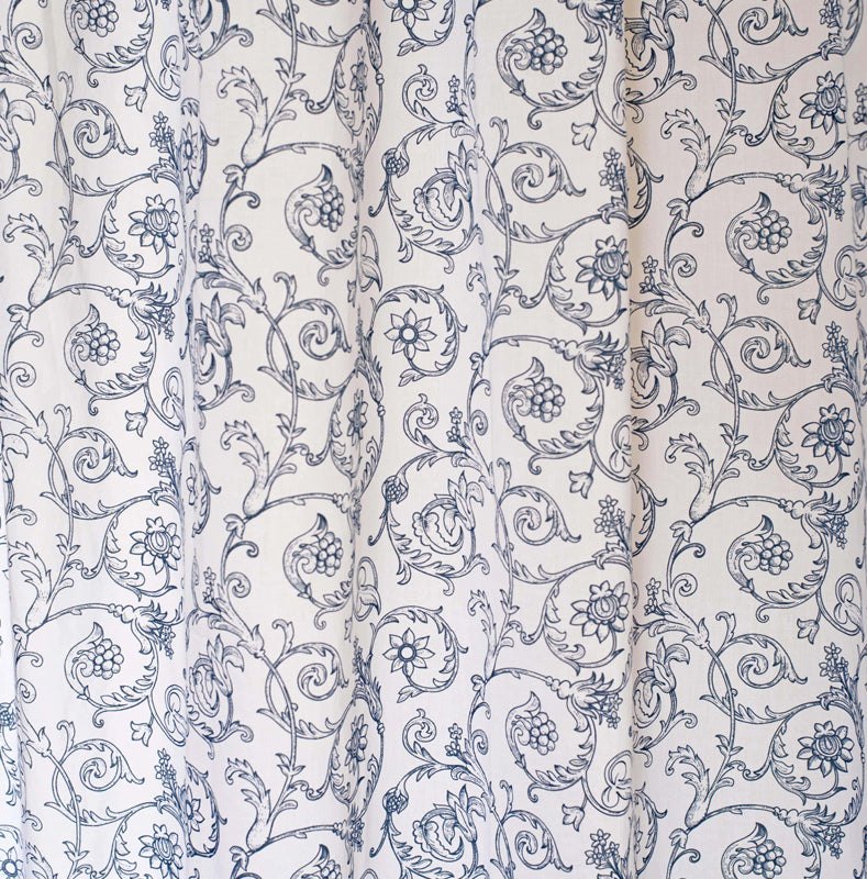 Blue Swirl - Sheer printed curtain Panel