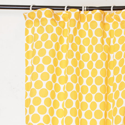 Polka - cotton sheer printed curtain panel in yellow colour