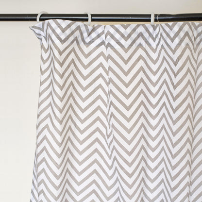 Grey chevron curtain Panel, cotton voile, printed curtain