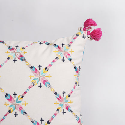 Banjara - Embroidered multicoloured Peruvian cushion cover 16X16 inches