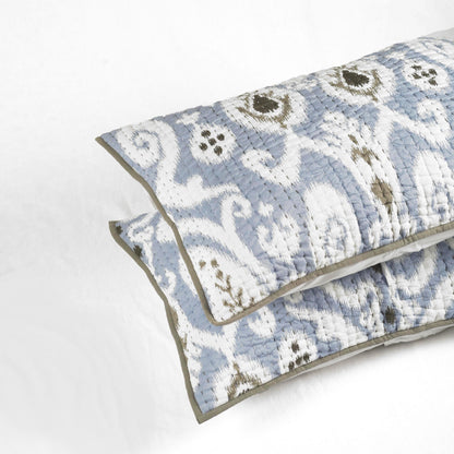 BLUE IKAT print Kantha quilted Pillow case, sizes available