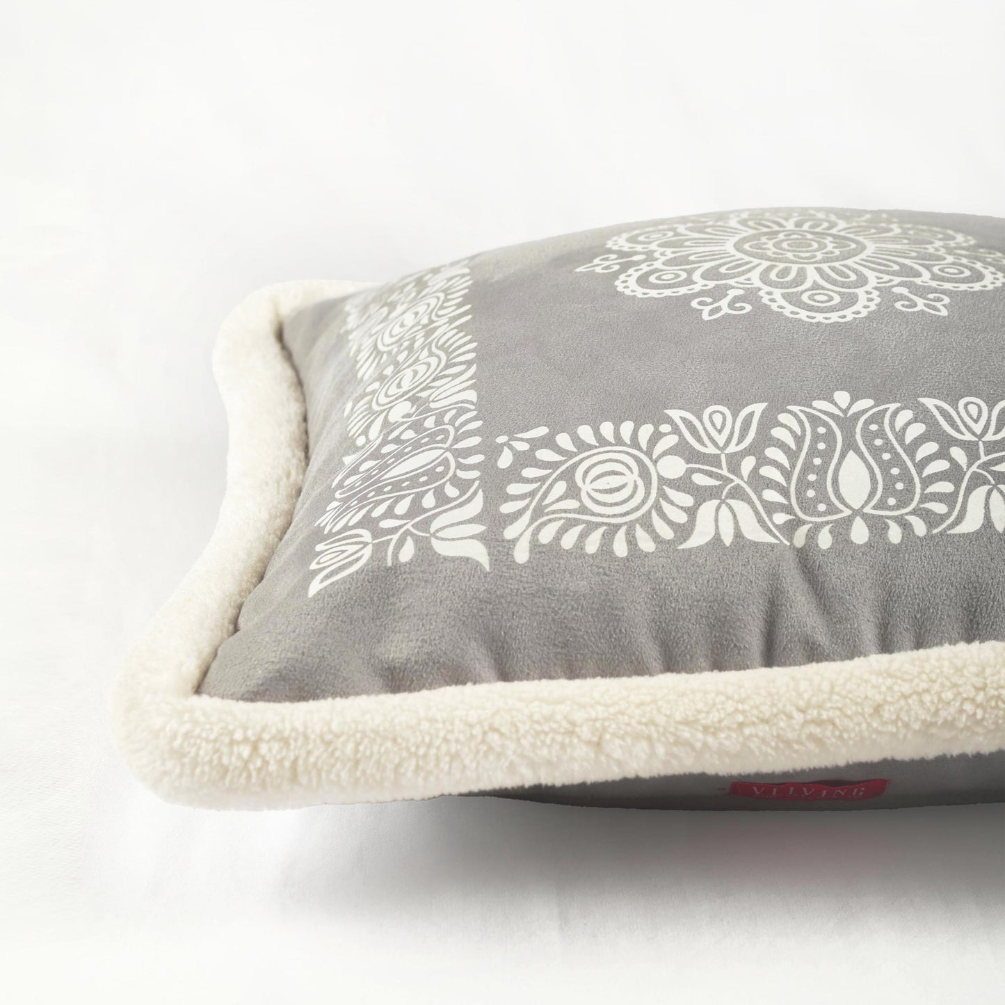 Svenska - Grey Nordic Style Printed Cushion Cover | Faux Suede | Scandinavian Decor - Vliving