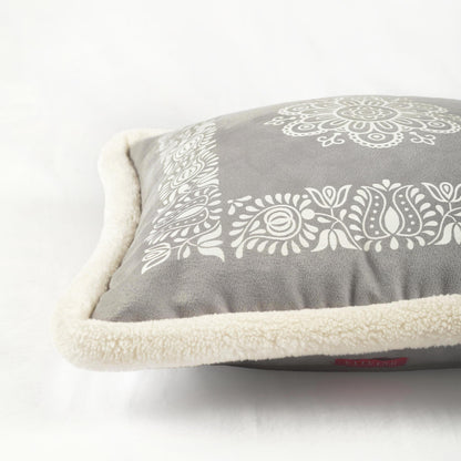 Svenska - Grey Nordic Style Printed Cushion Cover | Faux Suede | Scandinavian Decor - Vliving