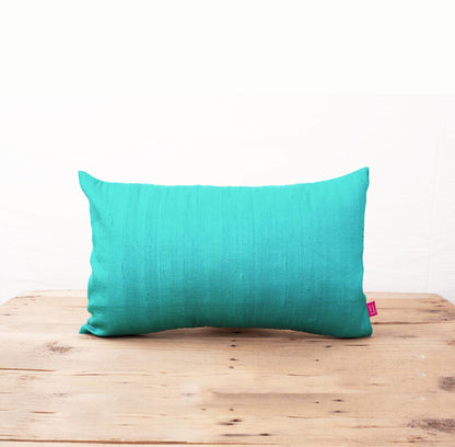 Turquoise solid pure silk pillow cover, sizes available