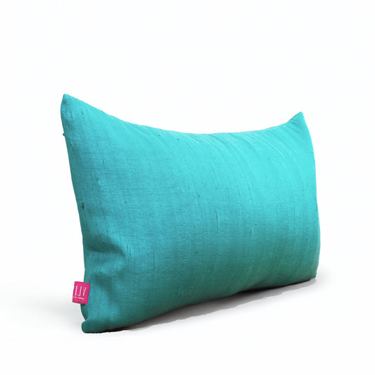 Turquoise solid pure silk pillow cover, sizes available