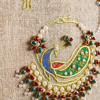 NOSE RING royal Indian jewellery wall art, embroidery and applique in hoop OR wooden frame