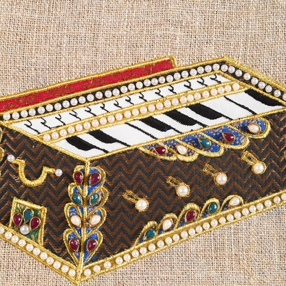 HARMONIUM Musical instrument wall art, embroidery and applique in hoop OR wooden frame