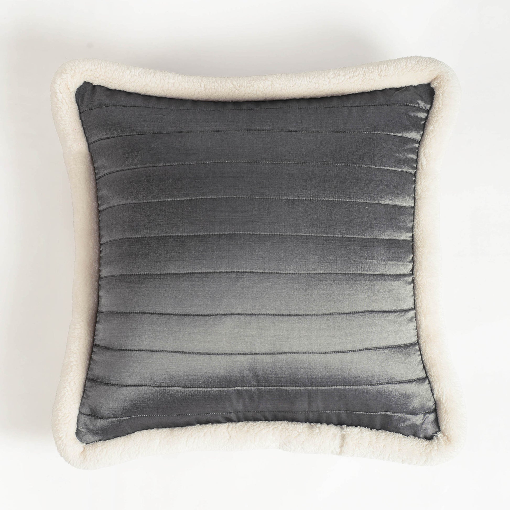 Svenska - Grey Quilted Faux Silk Cushion Cover | Nordic Style | Parka Chording - Vliving