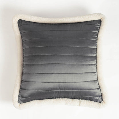 Svenska - Grey Quilted Faux Silk Cushion Cover | Nordic Style | Parka Chording - Vliving