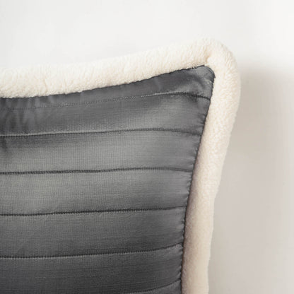 Svenska - Grey Quilted Faux Silk Cushion Cover | Nordic Style | Parka Chording - Vliving