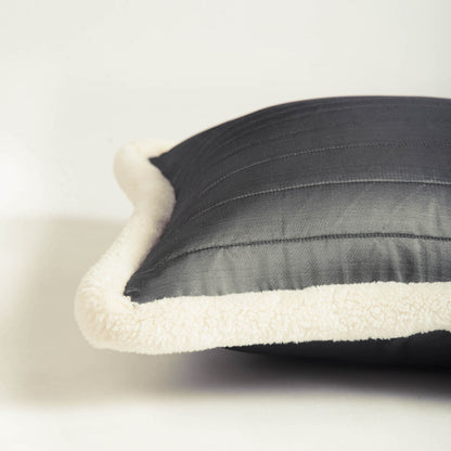Svenska - Grey Quilted Faux Silk Cushion Cover | Nordic Style | Parka Chording - Vliving