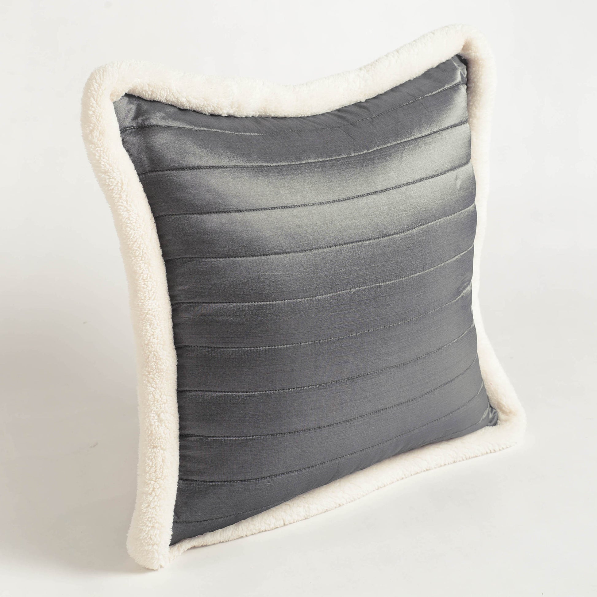 Svenska - Grey Quilted Faux Silk Cushion Cover | Nordic Style | Parka Chording - Vliving