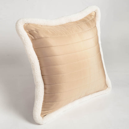 Svenska - Beige Quilted Faux Silk Cushion Cover | Nordic Style | Parka Chording - Vliving