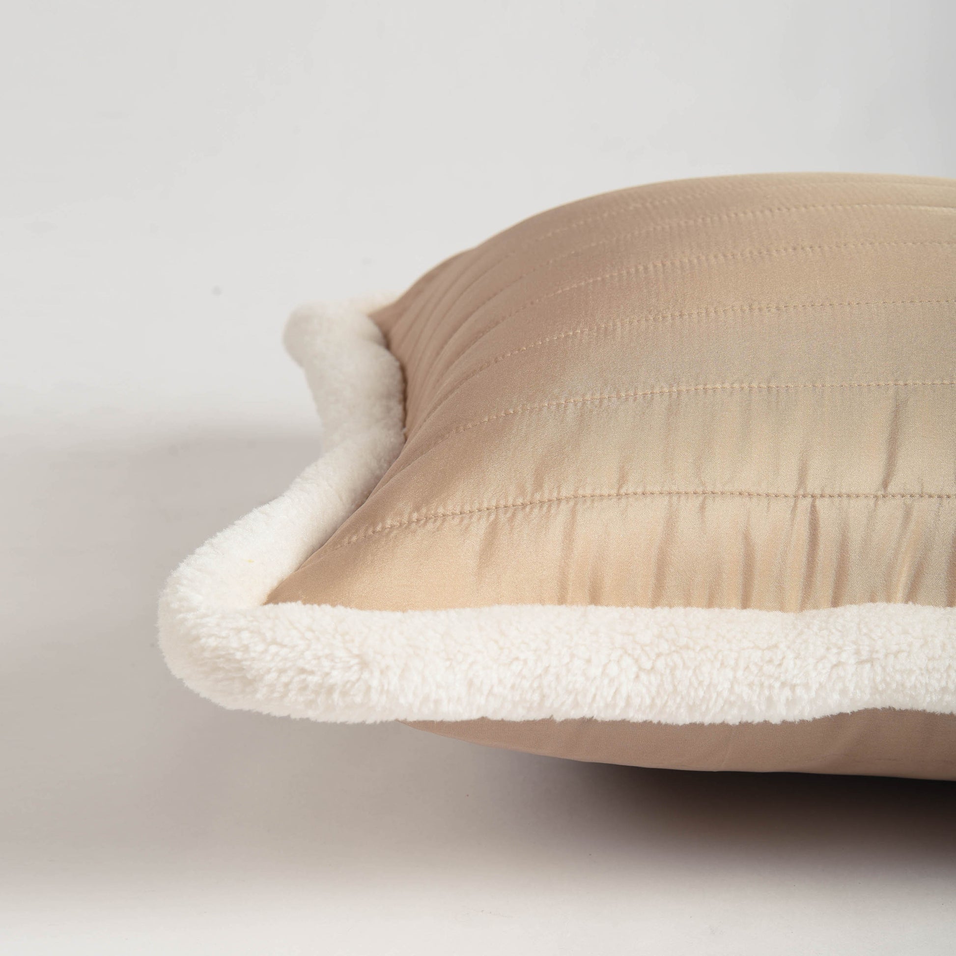 Svenska - Beige Quilted Faux Silk Cushion Cover | Nordic Style | Parka Chording - Vliving
