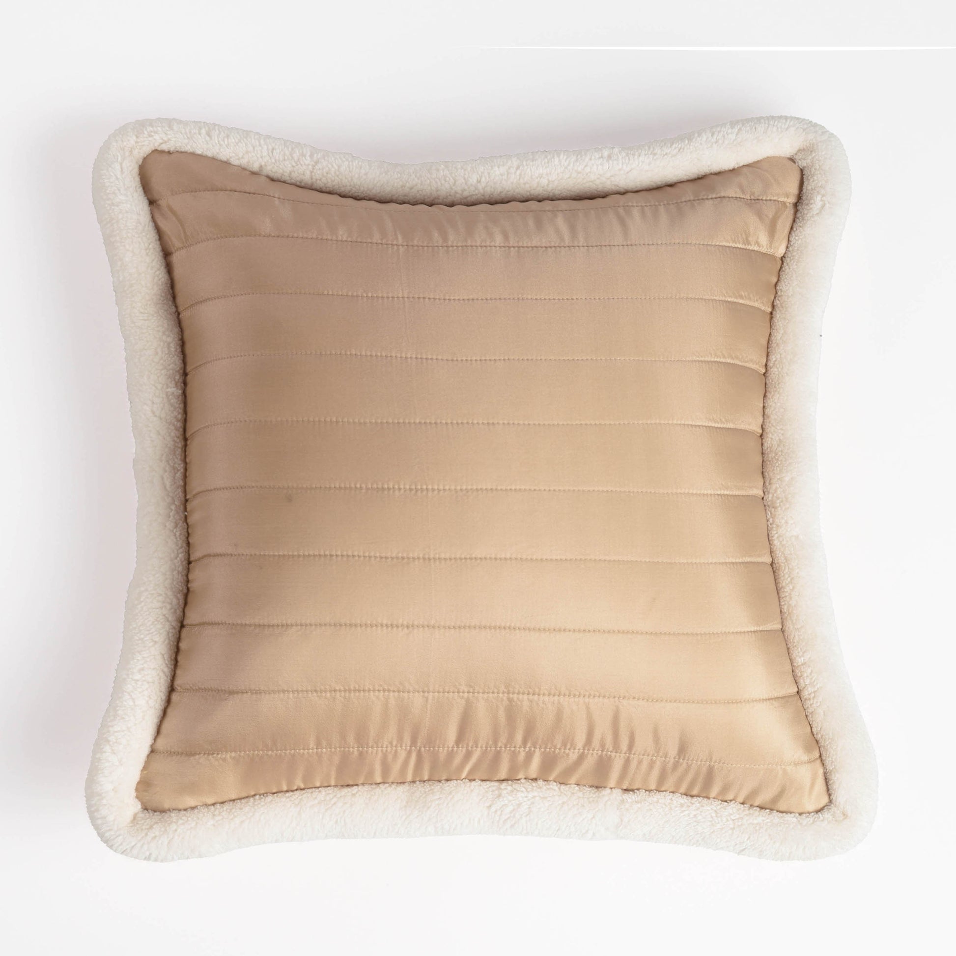 Svenska - Beige Quilted Faux Silk Cushion Cover | Nordic Style | Parka Chording - Vliving