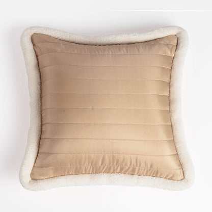 Svenska - Beige Quilted Faux Silk Cushion Cover | Nordic Style | Parka Chording - Vliving