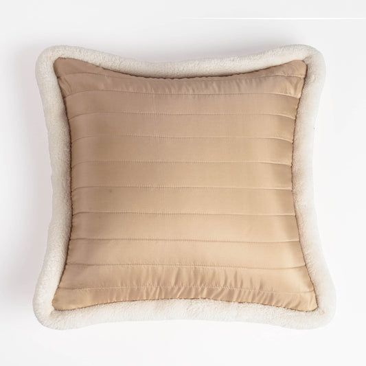 Svenska - Beige Quilted Faux Silk Cushion Cover | Nordic Style | Parka Chording - Vliving