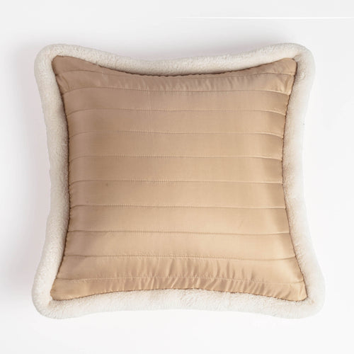 Svenska - Beige Quilted Faux Silk Cushion Cover | Nordic Style | Parka Chording