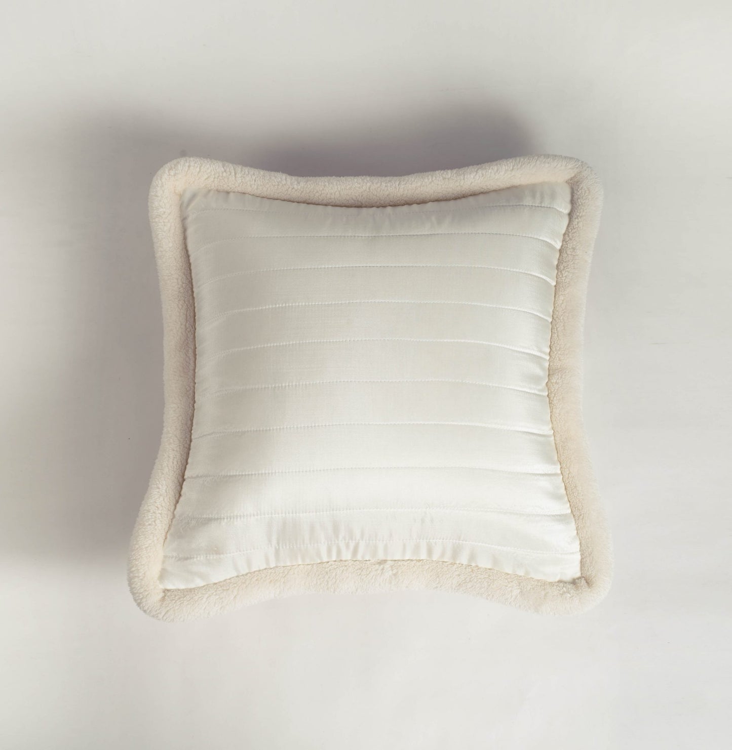 Svenska - White cushion cover, quilted, faux silk pillow