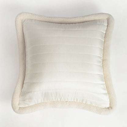 Svenska - White Quilted Faux Silk Cushion Cover | Nordic Style | Parka Chording - Vliving
